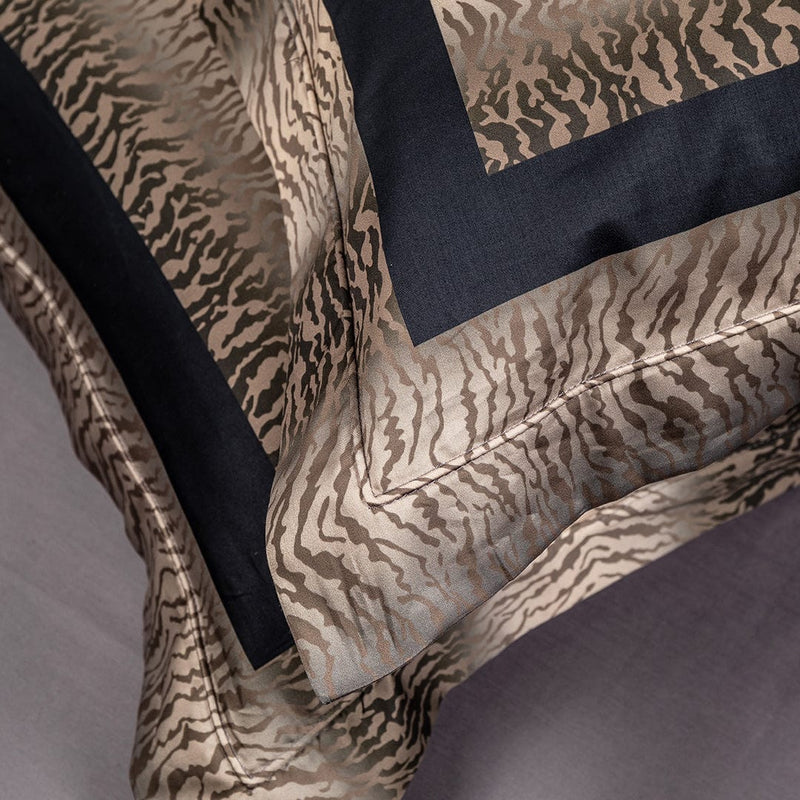 Golden Zebra Print Egyptian Cotton Duvet Cover & Sheet Set