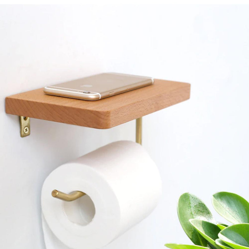 Wooden Shelf Toilet Roll Holder