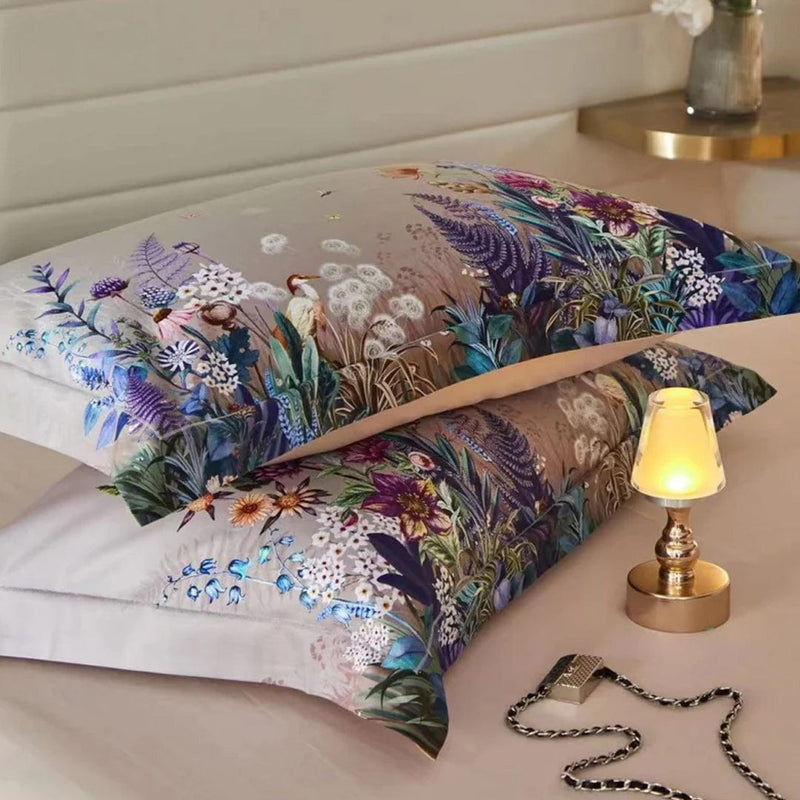 Luxury Flowers Print Duvet Cover & Sheet Set (Egyptian Cotton)