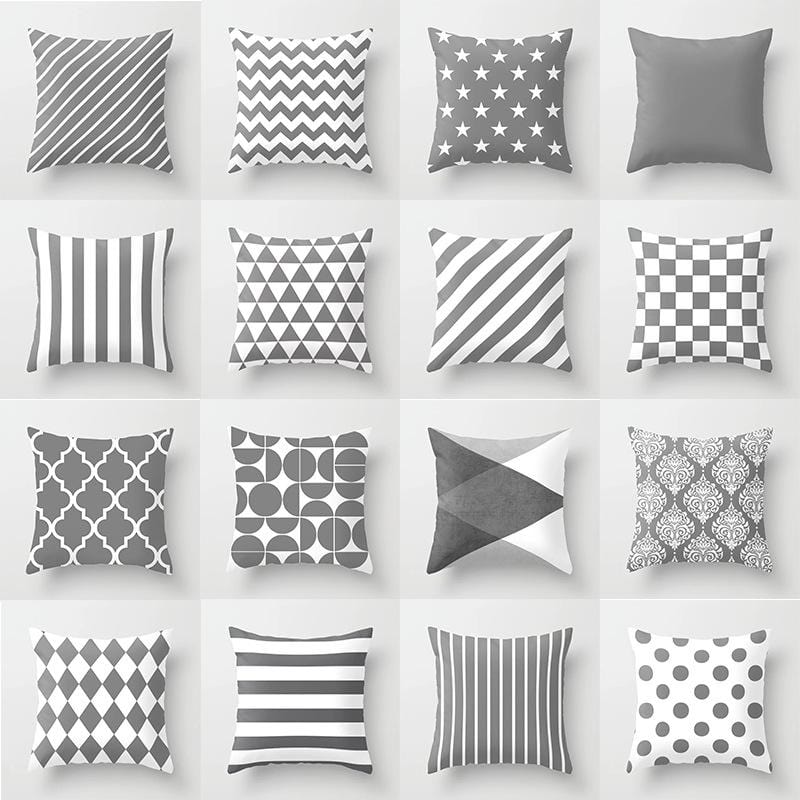 Grayscale Triangle Throw Cushion Cover